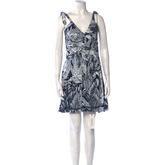 Agua Bendita Blue Floral Mini Dress Small Viscose Sierra Helios $200 Vacation - Picture 3 of 13